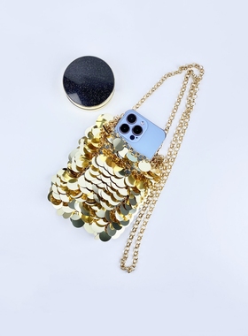 今年超流行的爆款亮片手机包小众仙女闪闪亮亮小巧精致手提斜挎包