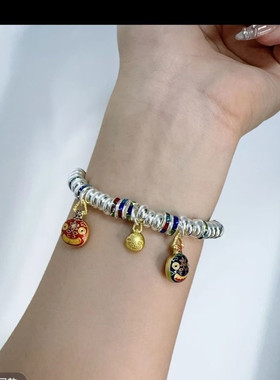 乾龙吞金兽银盘缠描金女款手镯男女款手串个性时尚手链