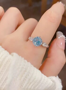 轻奢百搭玫瑰冰花切锆石开口戒