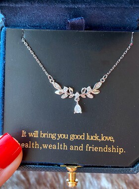 麦穗水滴花朵项链高级感气质轻奢锆石吊坠小众设计闺蜜锁骨链