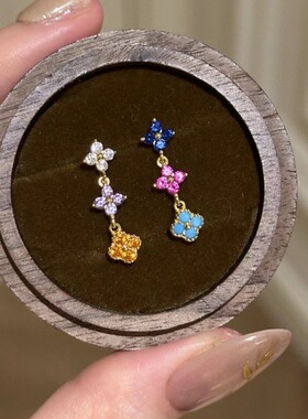 跨境新款多巴胺彩虹戒指甜美设计感项链女轻奢小众耳钉高级感