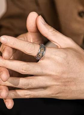 祥云纹金刚杵戒指男款复古做旧藏式创意开口创意设计精致文艺