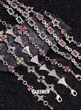 个性高级感镶钻裙子气质手链女简约精致彩色锆石爆款多巴胺手饰