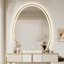 Makeup mirror wall-mounted egg-shaped comb dressing mirror bedroom hanging wall led profiled intelligent mirror with lamp luminous comb dresser