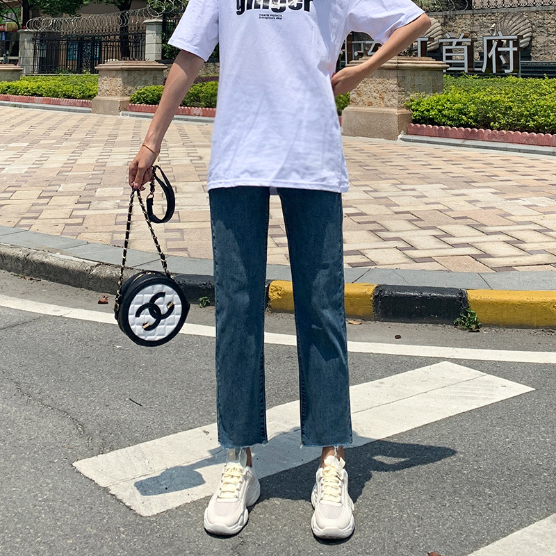 女秋装2020年新款高腰宽松直筒裤子 caiwinking牛仔裤