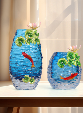 珐琅彩花瓶摆件客厅插花轻奢高档