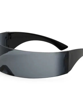 男生科技感一体墨镜时尚舞会太阳镜派对眼镜骑行街拍圆弧遮阳墨镜