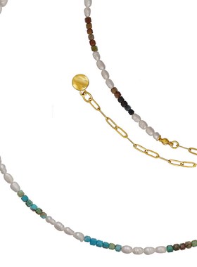 众神记绿松石珍珠锁骨链