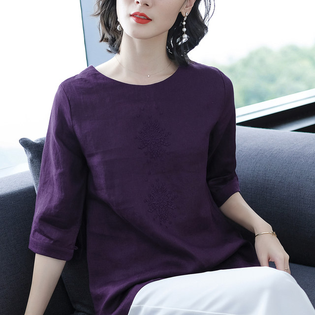 Kozoff ເສື້ອ linen ຊັ້ນສູງ embroidered ໃນພາກຮຽນ spring ແລະ summer