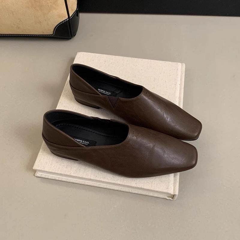 潮牌小皮鞋女秋冬新款法式复古通勤软皮平底一脚蹬乐福鞋方头单鞋,淘宝优惠券,粉丝福利购,淘宝优惠卷