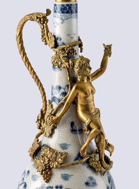 凤凰美居蓝色陶瓷欧式风花瓶摆件