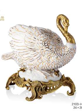 凤凰美居钢琴摆件玄关角几铜+瓷