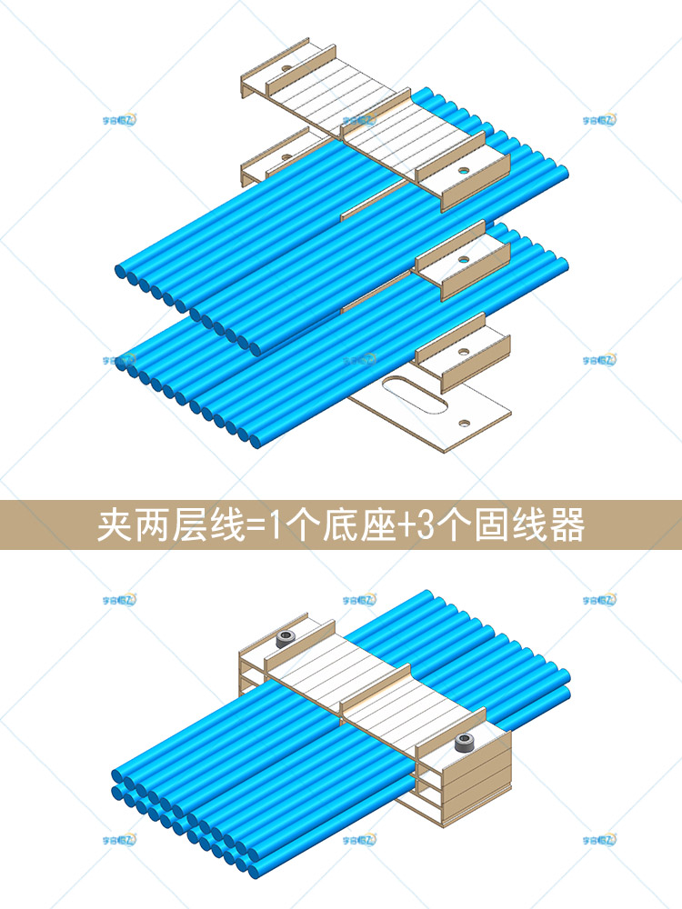 YQHF/宇启恒飞铝合金固线器综合布线机房走线架桥架机柜上走线塑料彩色排线夹网线分层固定束线器理线神器-图2