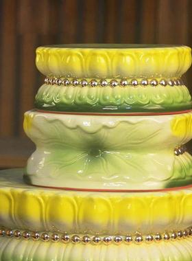 青彩陶瓷莲花底座观音菩萨佛像增高底座神像加高供佛坐佛座垫高