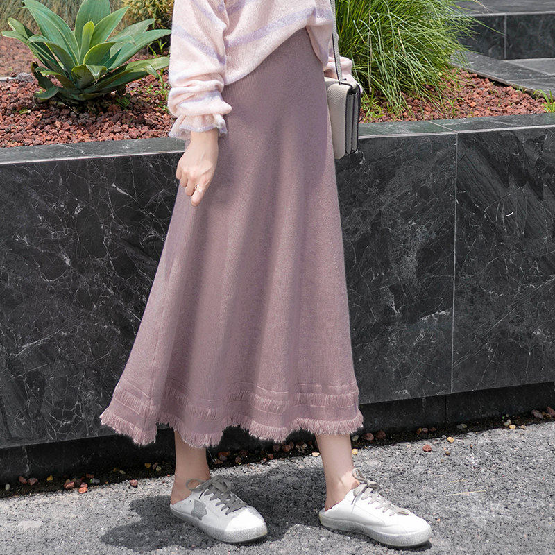 大码宽松针织中长款高腰显瘦半身裙 颜筱半身裙