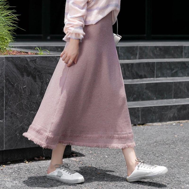 大码宽松针织中长款高腰显瘦半身裙 颜筱半身裙