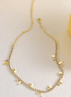 小众字母方钻锁骨链手链精致气质