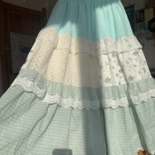 Forest style pastoral style fresh floral skirt