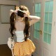 Pure lust style sleeveless halter top high waist plaid skirt