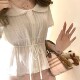 French sweet doll collar top high waisted hip skirt