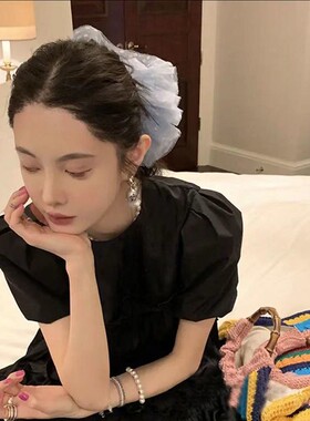 mona发圈网纱波点发绳超大蕾丝皮筋头花网红浴花球扎头发头绳小号