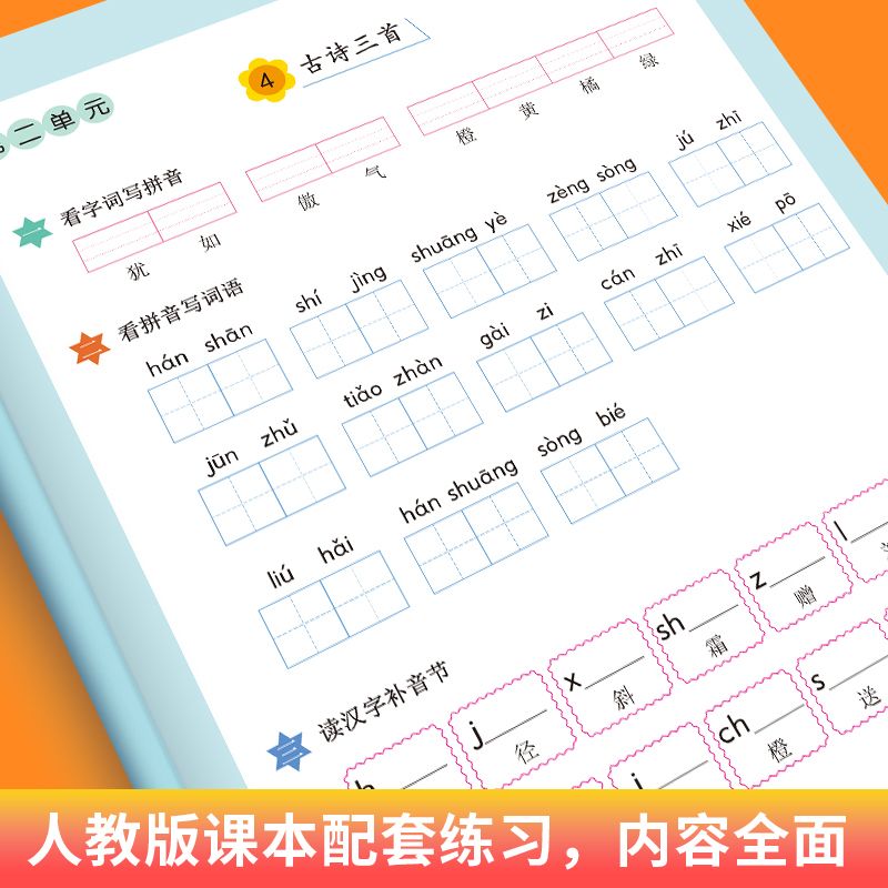看拼音写生字词语六五四一二三年级上下册语文专项训练 小学三一二年级语文拼音生字组词造句看图写话同步作文强化训练每日一练