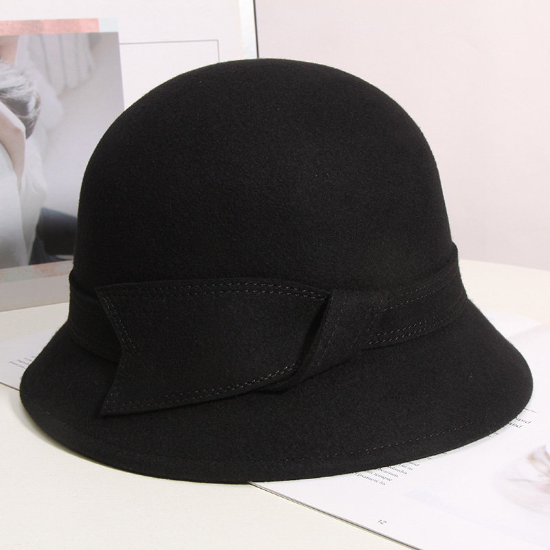 秋冬百搭羊毛呢潮英伦复古羊毛毡帽 古仙蔓帽子