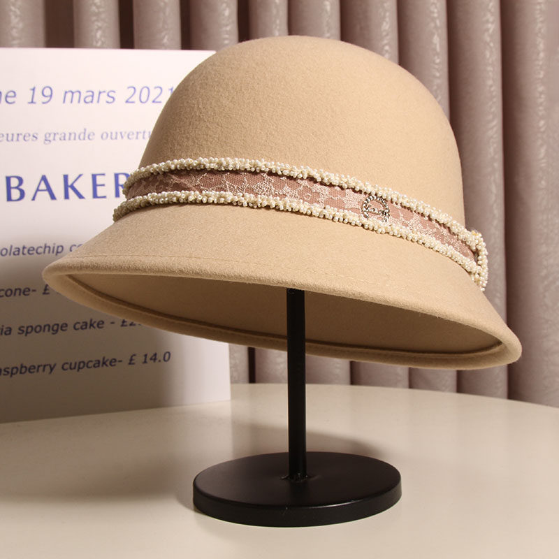 法式复古小香风羊毛秋冬毛呢渔夫帽 古仙蔓帽子