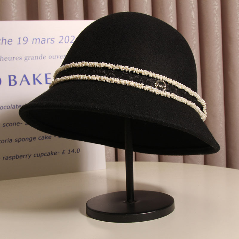 法式复古小香风羊毛秋冬毛呢渔夫帽 古仙蔓帽子