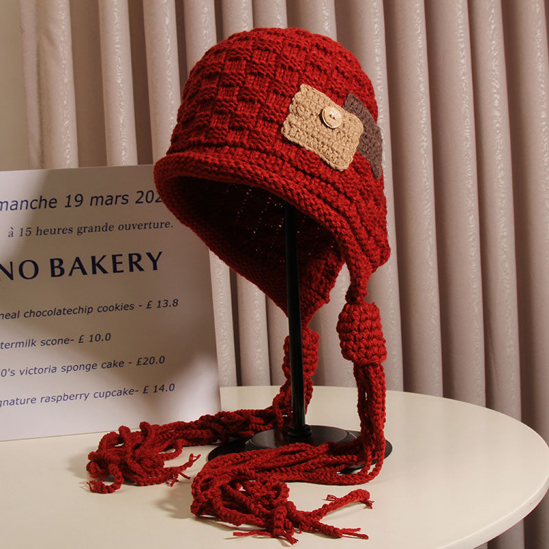 韩版流苏时尚潮流雷锋帽女秋冬保暖手工针织毛线帽百搭套头护耳帽,淘宝优惠券,粉丝福利购,淘宝优惠卷