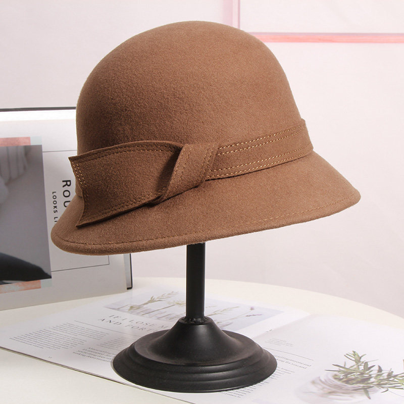 秋冬百搭羊毛呢潮英伦复古羊毛毡帽 古仙蔓帽子