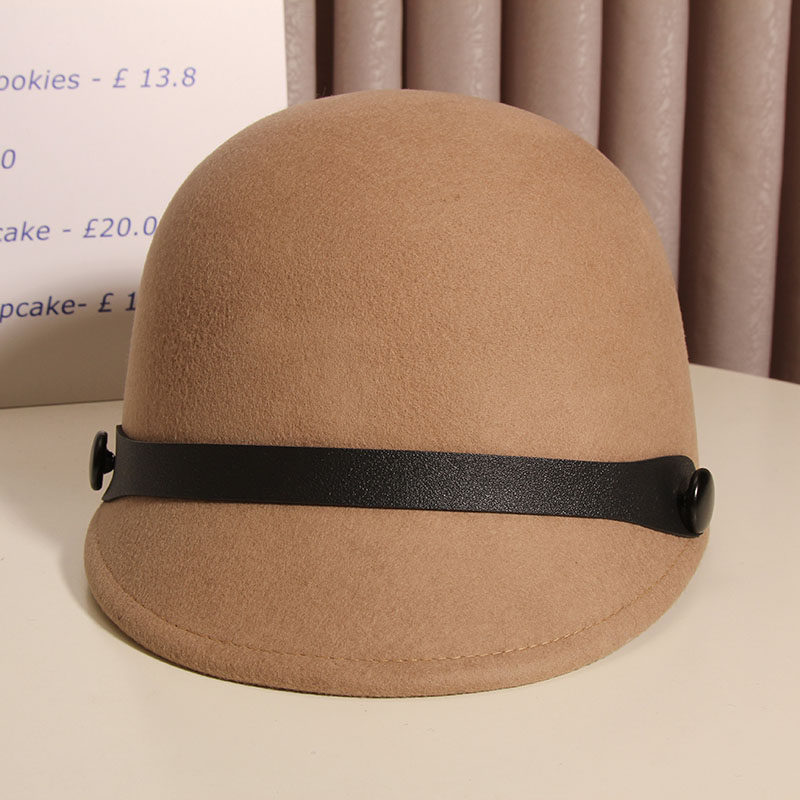 帽子女秋冬羊毛呢马术帽韩版潮复古小沿骑士帽英伦礼帽百搭鸭舌帽
