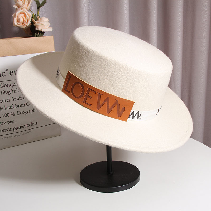 法式名媛平顶秋冬潮轻奢羊毛呢帽子 古仙蔓帽子
