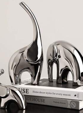 贝汉美现代景德镇陶瓷大象家居工艺品客厅酒柜电视柜乔迁礼物摆件