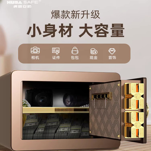 【双重防盗】虎霸保险箱家用小型保险柜20/25/30/45cm指纹密码办公防盗迷你报警保管箱儿童存钱罐2026新款 - 图2
