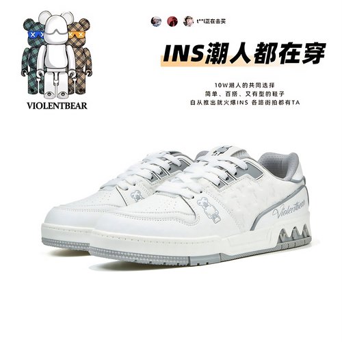 暴力熊官方旗舰店男鞋2025冬季新款低帮透气板鞋运动休闲鞋女鞋潮 - 图0