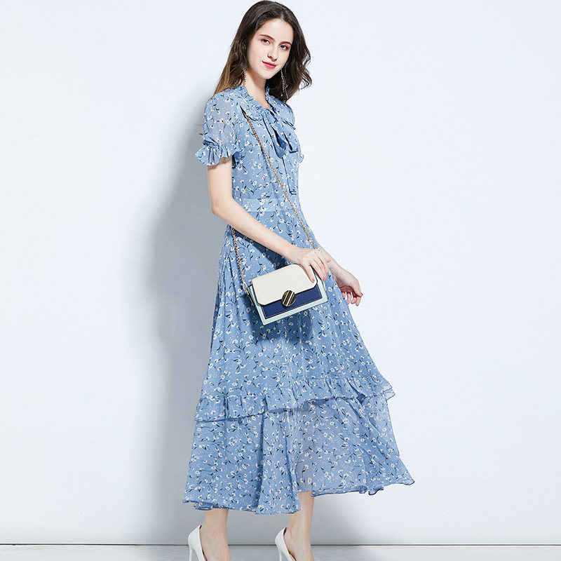 新款雪纺碎花2020夏季超仙显瘦长裙 法徕连衣裙
