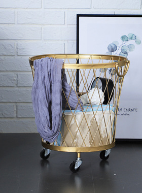 ins北欧风金色铁艺脏衣篮子居家卧室杂物整理收纳筐浴室衣物收纳