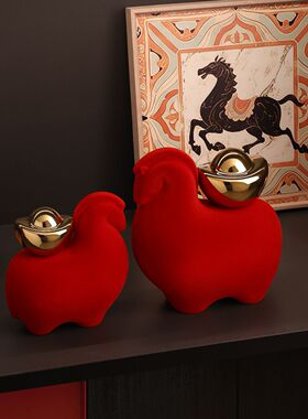 新年吉祥物马上有钱陶瓷摆件礼盒