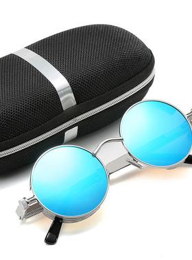 朋克圆形偏光太阳镜时尚个性彩膜修脸墨镜男女新款眼镜XY330