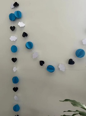 立体车缝纸拉花派对装饰纸片串儿童房挂饰云朵拉花3D爱心圆片