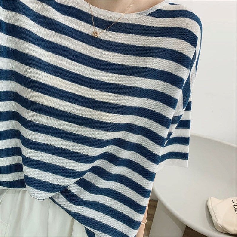 条纹短袖2022夏季新款韩国针织t恤 lalmT恤