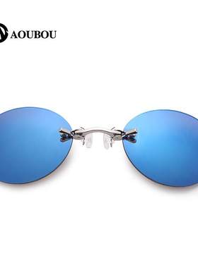 无框 夹鼻 复古圆型夹片墨镜超轻黑客帝国墨菲斯眼镜