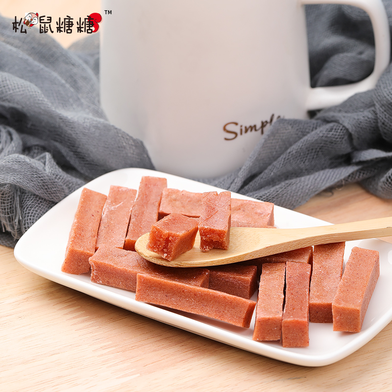 松鼠糖糖旗舰店网红山楂条山东特产山渣条500g球干糕片散装宝宝果脯休闲小零食2