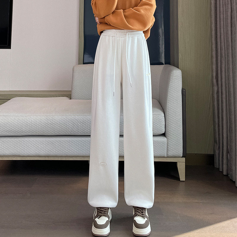 灰色阔腿运动裤女春秋2025新款冬季加绒加厚卫裤高腰直筒休闲裤子,淘宝优惠券,粉丝福利购,淘宝优惠卷