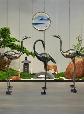 不锈钢仙鹤雕塑金属定制抽象公园白鹭小品白天鹅镜面摆件庭院水池