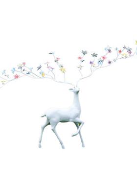 玻璃钢梅花鹿雕塑户外公园林草坪动物装饰广场售楼部美陈抽象摆件