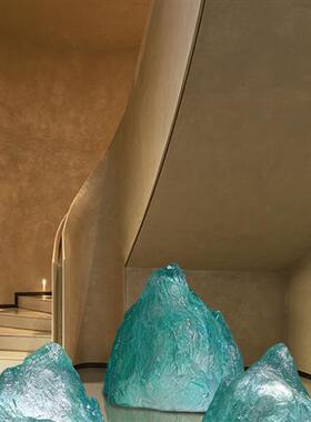 透明树脂景观石头雕塑售楼处别墅室外大型落地摆件庭院工艺品装置