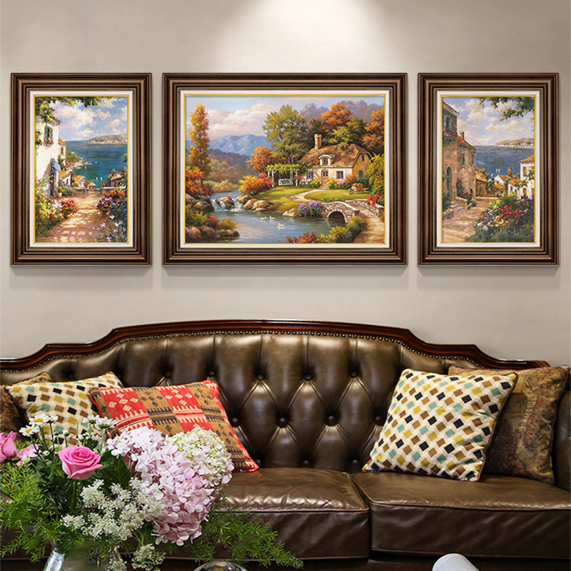 美式客厅装饰画沙发背景墙挂画复古油画法式中古风卧室壁画高级感,淘宝优惠券,粉丝福利购,淘宝优惠卷