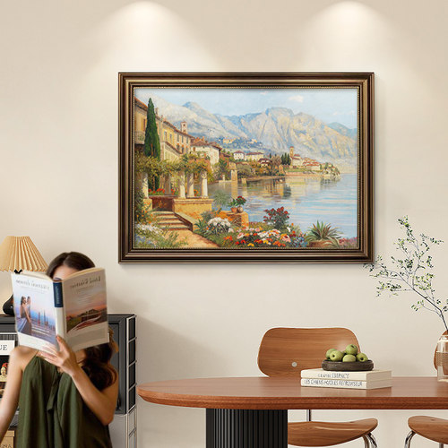 纯手绘油画客厅挂画美式风景画餐厅装饰画轻奢高级感欧式大气壁画 - 图2